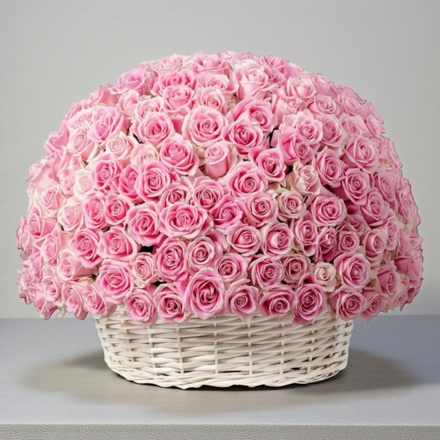 Valentine Pink Roses - Basket