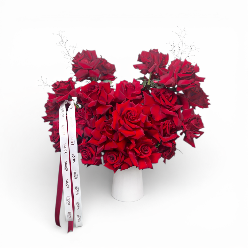 Valentine Scarlet Roses Vase