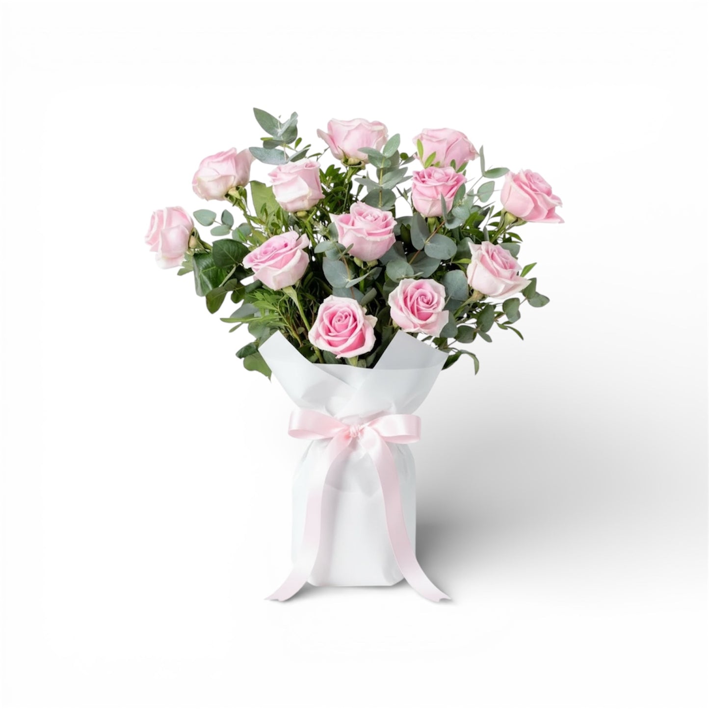 Valentine 12 Pink Roses Bouquet
