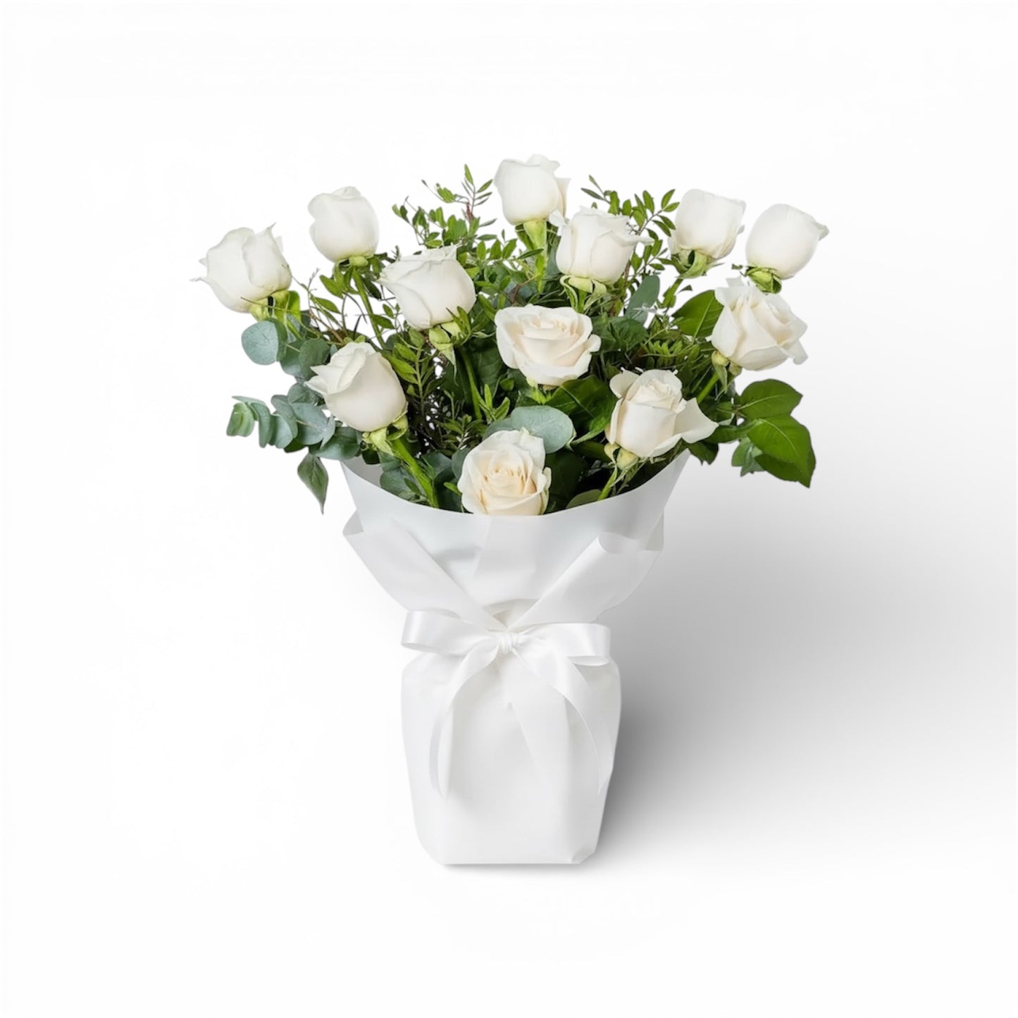 Valentine 12 White Roses Bouquet