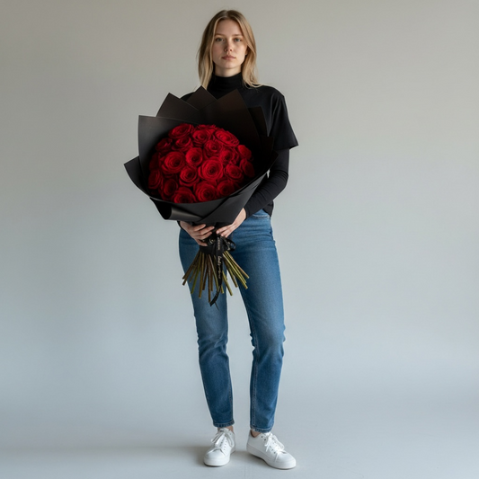 30 Red Roses Elegant Bouquet – For Love