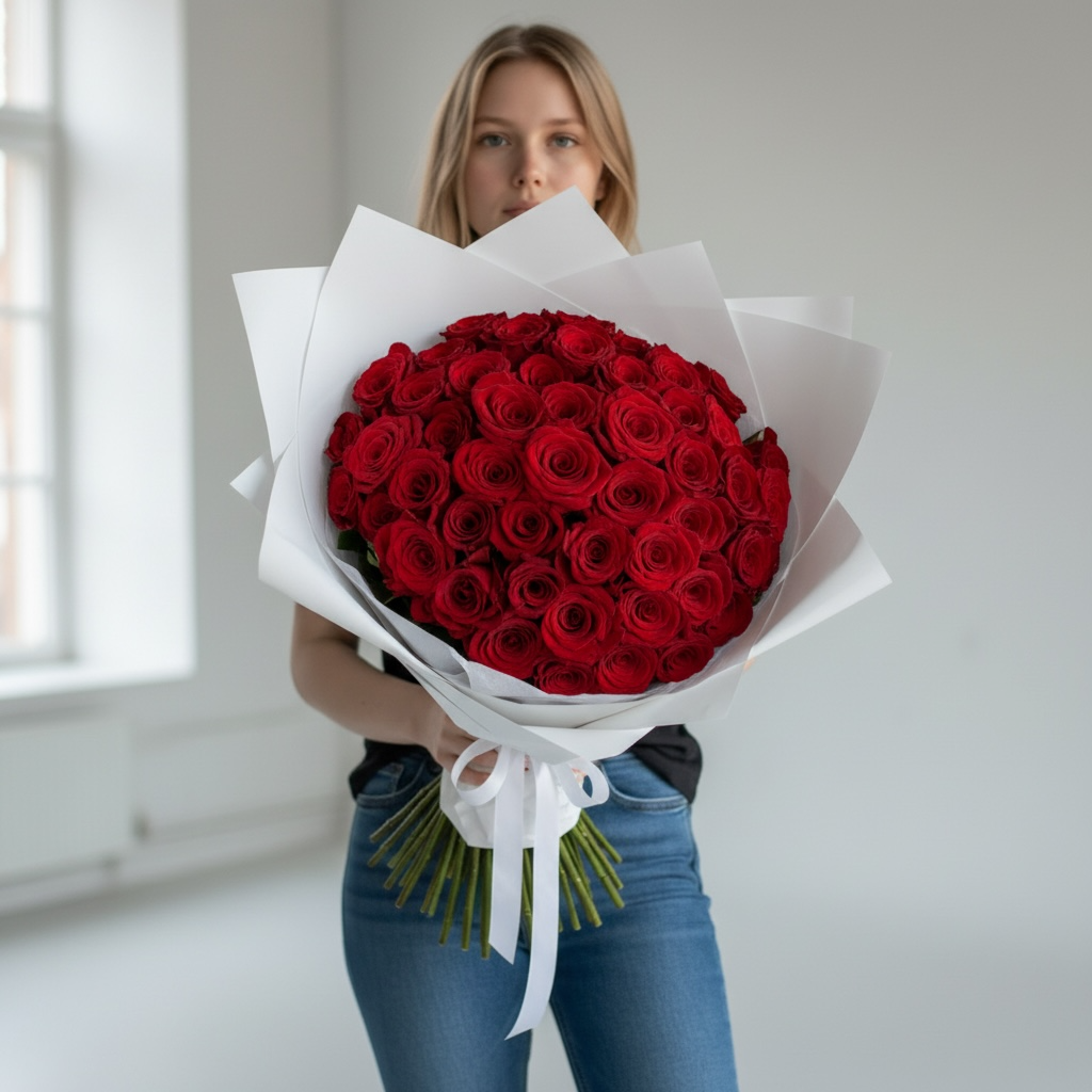 50 Red Roses Bouquet – Romantic