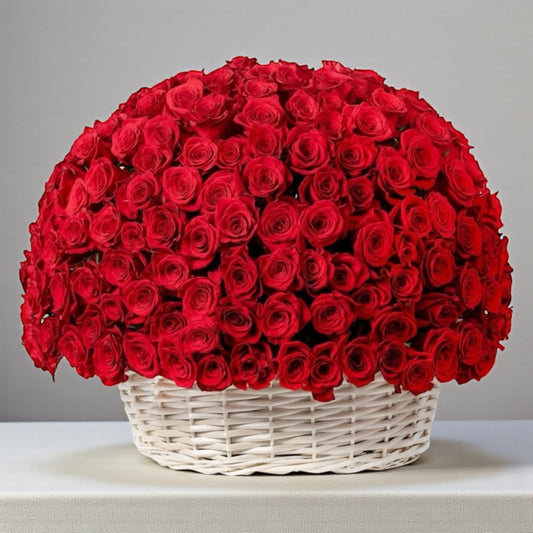 Valentine Red Roses - Basket