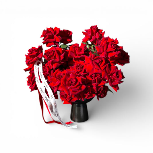 Valentine Scarlet Roses Vase